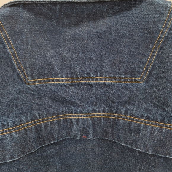 Vintage Mecca Y2K Hip Hop Baggy Denim Jean Dark Wash Button Front Jacket Mens XL - Picture 11 of 13